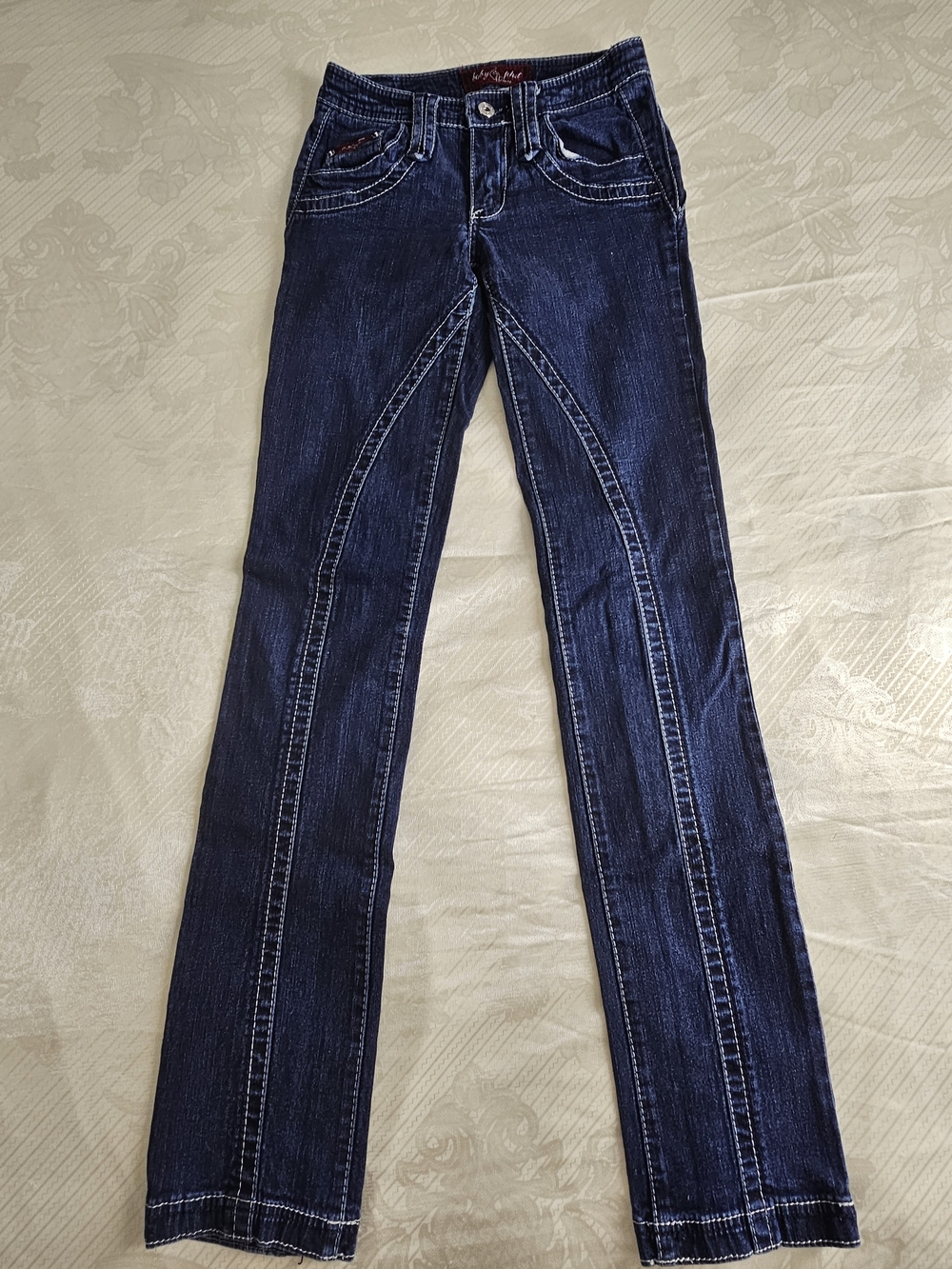 VTG Baby Phat Embroidered Crown Cat Jeans Dark Wash Y2K Size 0